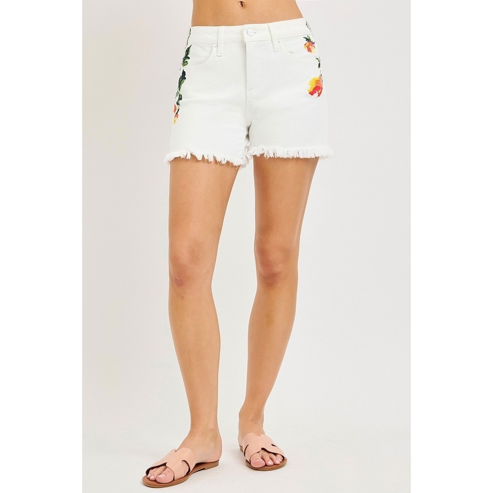 RISEN Tummy Control High Rise‎ Flower Printed Shorts - Small - Picture 5 of 8